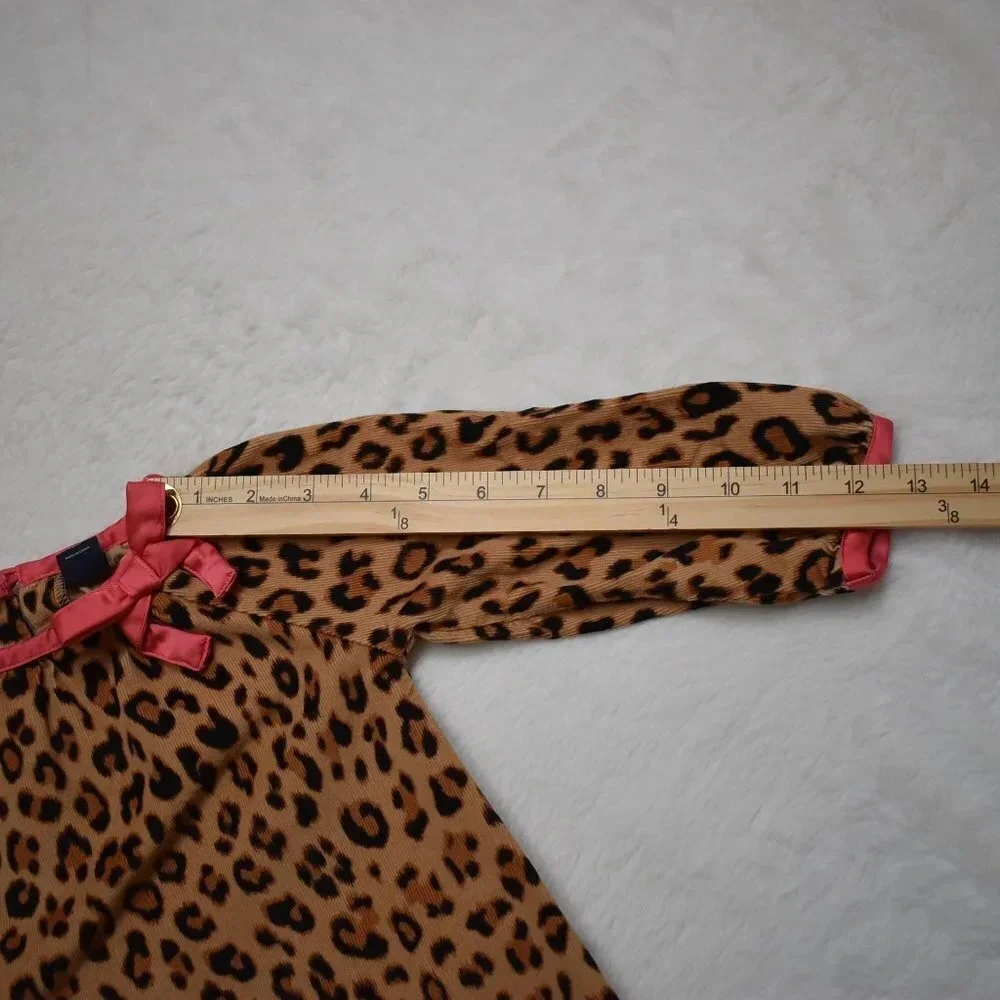 Baby Gap Corduroy Leopard Dress Sz 2T Bow 100% Cotton Animal Cheetah